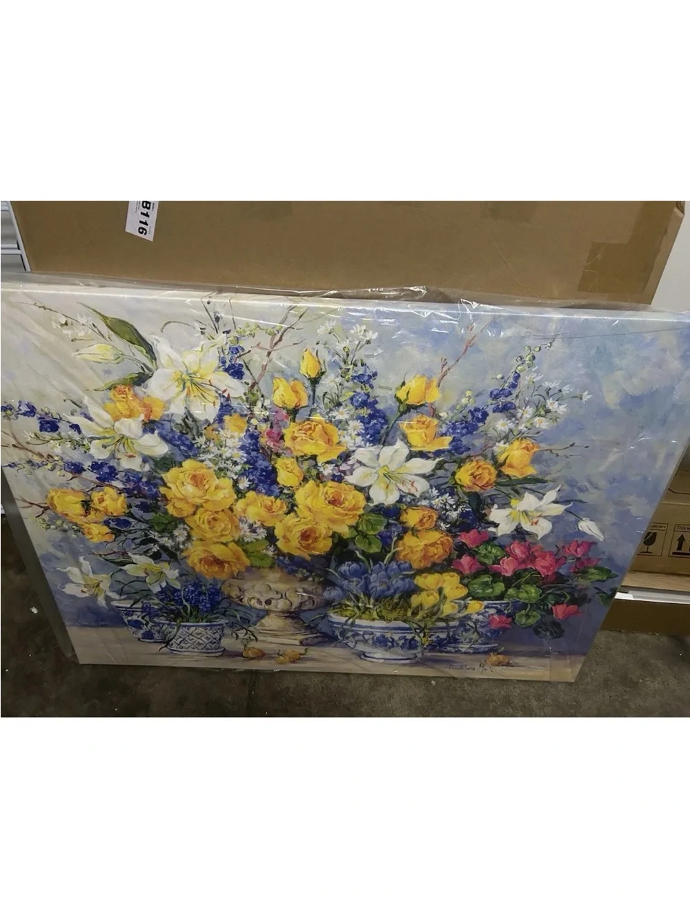 Yellow & Blue Floral Bouquet Wall Art Print - Home Wall Decor